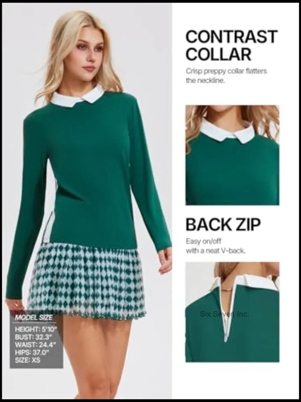 2 Piece Athletic Skirt Set with Collared Top & Pleated Skort 4 Pockets